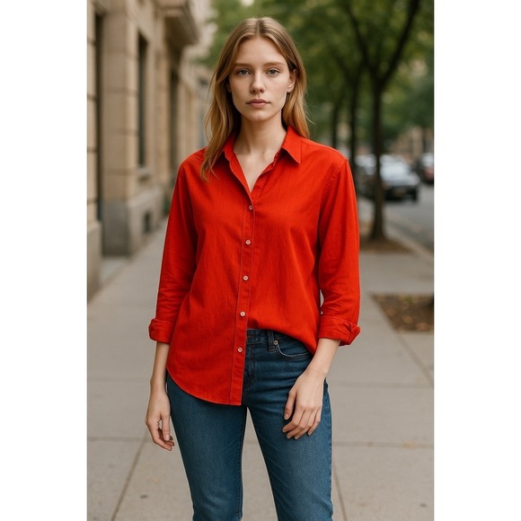 ASOS DESIGN Womens Orange Linen Blend Button Down Long Sleeve Shirt Top Size 2 - Picture 7 of 7